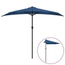 vidaXL Balkongparasoll med aluminiumsstang blå 270x135x245 cm halv