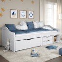  Dagseng med 3 skuffer IRUN hvit 90x200 cm heltre furu 8721012134256