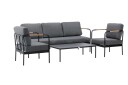 Venture Design Pehnna sofagruppe Svart/teak med grå pute 3-seters sofa 2 lenestoler & bord 120x70 cm