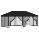 vidaXL Paviljong med sidevegger 6 x 3 m Svart Polyester og stål