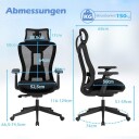 Ergonomisk kontorstol med justerbar korsrygg og nakkestøtte