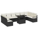 vidaXL Hagesofa Set 11 stk. 10-Antall seter Svart og krem polyrotting