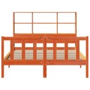  Seng med bokhylle uten madrass voksbrun 120x190 cm heltre furu 8721158605030