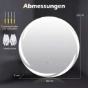 Rundt LED baderomsspeil – 60 cm antidugg dimbar