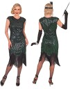 Deluxe Roaring 20's Gatsby Flapper Grønn og Svart Damekostyme Medium