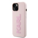 Karl Lagerfeld 3D Rubber Glitter Logo case for iPhone 15 Plus Pink