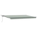 Automatisk uttrekkbar markise med LED Grønn og hvit 500x300 cm  Markiseduk for 5x3 m ramme Grønn og hvit
