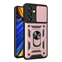 Hurtel Hybrid Armor Camshield Deksel med kamerabeskyttelse og metallring til Samsung Galaxy S25 Rosa
