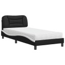  Seng med madrass svart og hvit 90x190 cm kunstig lær