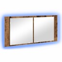 LED Speilskap Gammelt Tre Tre Glass 100 x 45 cm