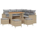 vidaXL Hagesofa Set 10 stk. 7-Antall seter Beige og lys grå