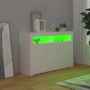 vidaXL Skjenk med LED-lys hvit 115,5x30x75 cm
