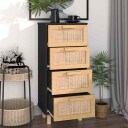 vidaXL Skjenk svart 40x30x90 cm heltre furu og naturrotting