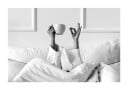 Woman With Coffee Cup On The Bed Plakat Plakat / 70x100cm
