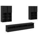  TV veggskapsett med LED lamper 7 pcs Svart Eik 100 x 30 x 40 cm