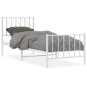 vidaXL Sengeramme i metall med hode- og fotgavl hvit 80x200 cm 8721012250284