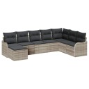 8 Dels Hagesofa Set med Puter Lysegrå Poly Rotting