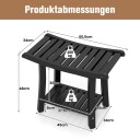 Vanntett dusjbenk med buet sete svart oppbevaring i to etasjer