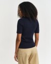 Kabelstrikket bomullsgenser med korte armer  EVENING BLUE XXL