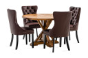 Spisegruppe Yorkshire 120cm Rund med 4 Lossmen Stoler Kunstl   Brun