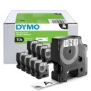 DYMO D1 tape, 19mm x 7m rull, sort på hvit, selvklebende tape til LabelManager printere, original, 10 ruller