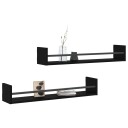  Vegghyller med stenger 2 stk svart 80x16x14 cm 8721012126008