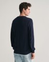 Genser med rund hals i bomullspiqué EVENING BLUE L