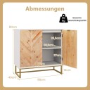 Skjenk med 2 dører kjøkkenskap med hylle buffetskap moderne med metallben hvit 80 x 40 x 80 cm