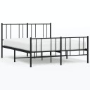 vidaXL Sengeramme i metall med hode- og fotgavl svart 120x190 cm