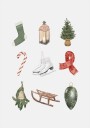 Nine Cute Christmas Items Poster Plakat / 21x30cm