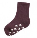 Ullsokk med antislip auberginefarge | Joha | Baby | Aubergine farge | størrelse 15/18 | 90% ull, 5% polyamid og 5% elastan til