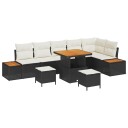 vidaXL Hagesofa Set 9 stk. 8-Antall seter Svart og krem