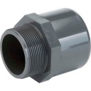 TP PVC-U d63x75x2"" overgang med klebehylse og utvendig gjenge
