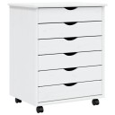  Rulleskap med skuffer MOSS hvit heltre furu 8720845924874