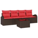 vidaXL Hagesofa Set med lagring 5 pcs Beige og Rød polyrotting