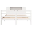  Seng med bokhylle uten madrass hvit 160x200 cm heltre furu 8721158606440