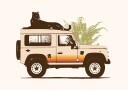 Big Cat Safari Car Plakat / 21x30
