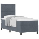  Box Spring Seng med Madrass Mørk Grå 80x200 cm Fløyel