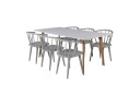 Venture Design Polar & Bobby spisegruppe Hvit/grå 6 st stoler & bord 180 x 90 cm