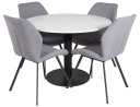 Venture Design Razzia & Gemma spisegruppe Hvit/grå 4 st stoler & bord 106 cm