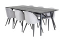 Venture Home Spisegruppe Sediza 195 cm inkl. 6 Luisa Fløyelsstoler   Svart/Lysegrå