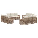 vidaXL Hagesofa Set 12 stk. Beige og kremhvitt polyrotting