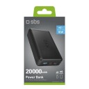SBS 20 000 mAh Solcelle Powerbank med 2x USB-A - Svart