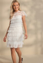 Bubbleroom High Neck Tulle Frill Dress White XL