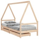 Barnesengeramme med skuffer svart 90x200 cm heltre furu