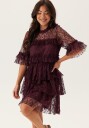 Bubbleroom Frill Lace Dress Burgundy 38