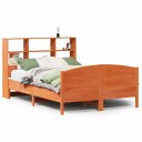  Seng med bokhylle uten madrass voksbrun 150x200 cm heltre furu 8721158618900