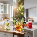 Glasskaraffel med lokk og håndtak – Easy Pour design