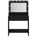 Smykkebord med LED lamper Svart Eik 79x41x135 cm