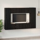  TV benksett 8 pcs Svart eik 181 x 30 x 120 cm Konstruert tre